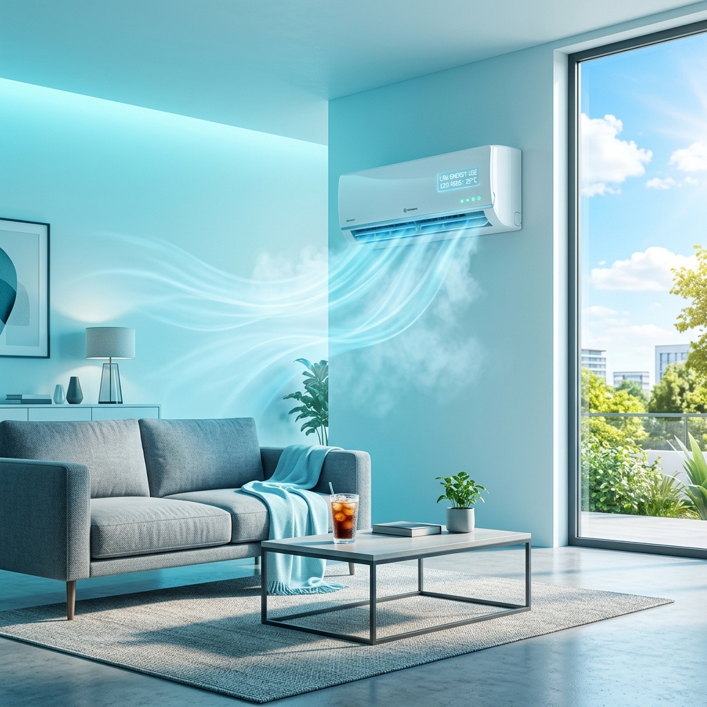 Smart AC electricity saving concept in modern home